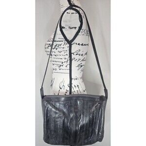 Vtg Lee Sands Genuine Eel Skin Gray Crossbody Purse 90s Classic Pocket Old Money